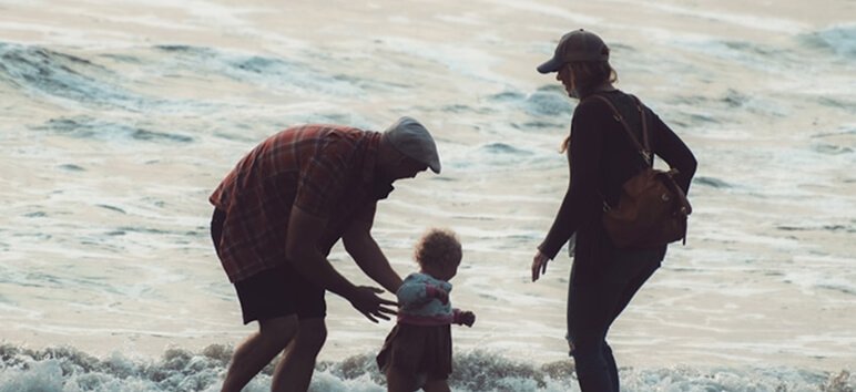 Family in the beach